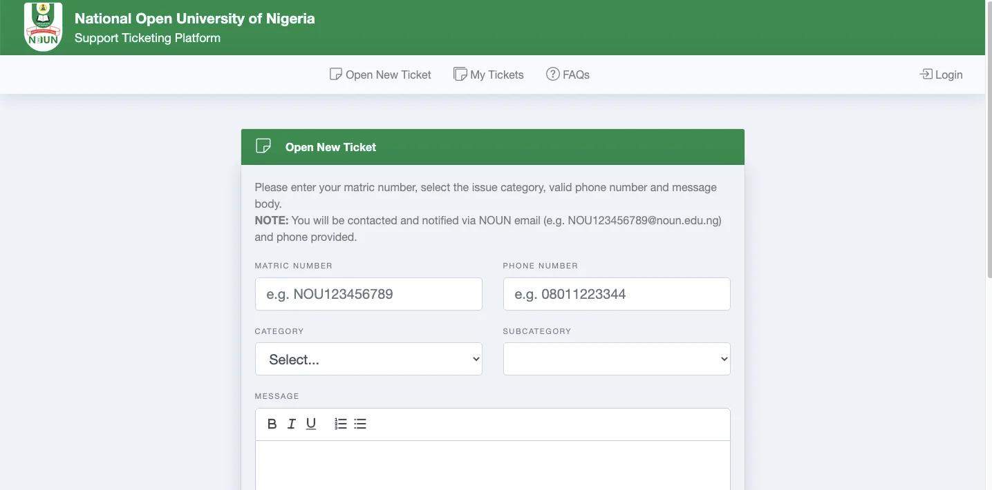 NOUN e ticketing portal NOUN e ticketing portal